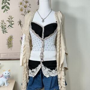 Y2k Button Up Lace Trim Slip Dress Whimsigoth Shoujo Girl Dolly Romantic S M